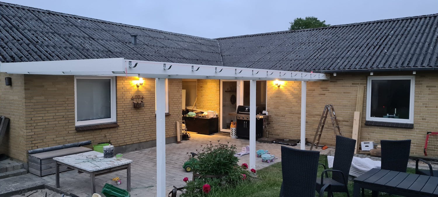 Overdækning med tagrende Overdækning med tagrende